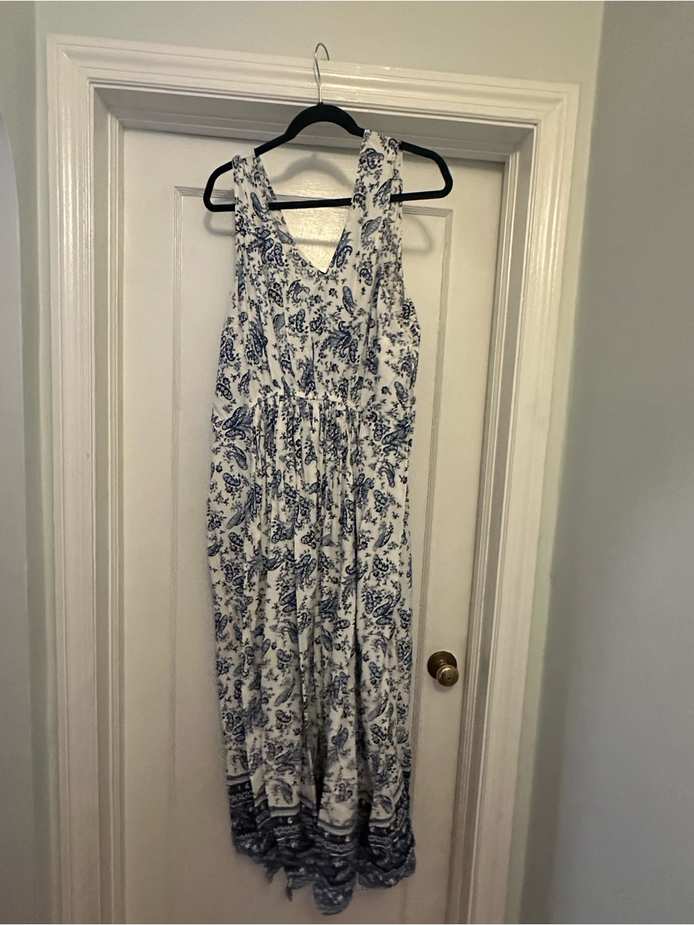 Lucky Brand White and Blue Floral Maxi Dress